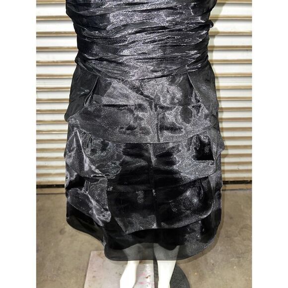 Max and Cleo black cocktail dress lined black tiered chiffon adjustable straps - Picture 6 of 10